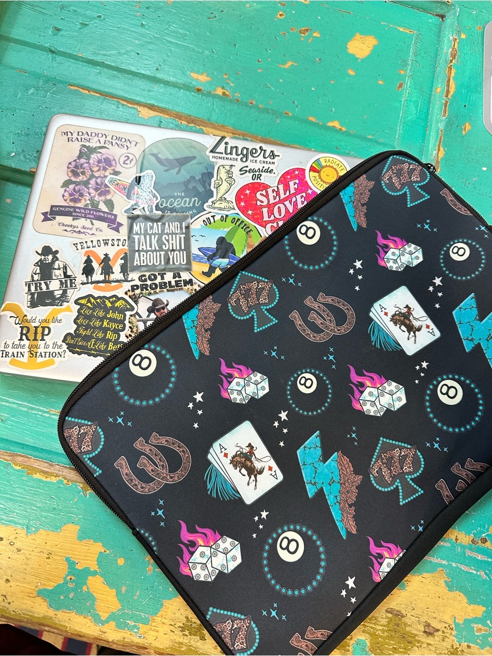 Western Icons Laptop Sleeve with Neon Motifs